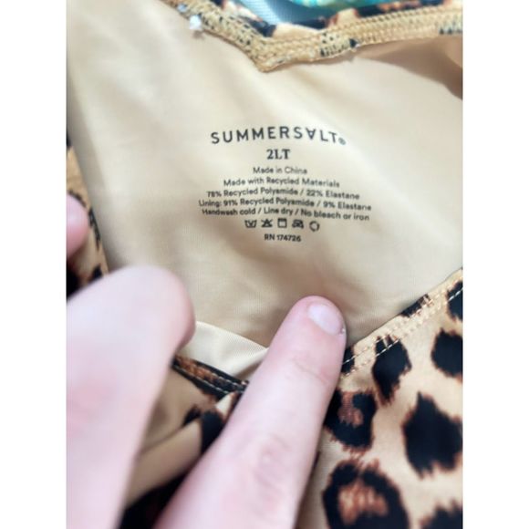 Summersalt The marina swimsuit one piece size 2 long torso size NWOT leopard - Picture 2 of 5